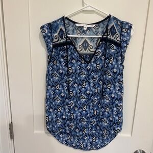 Veronica Beard Blue and Black Patterned Blouse